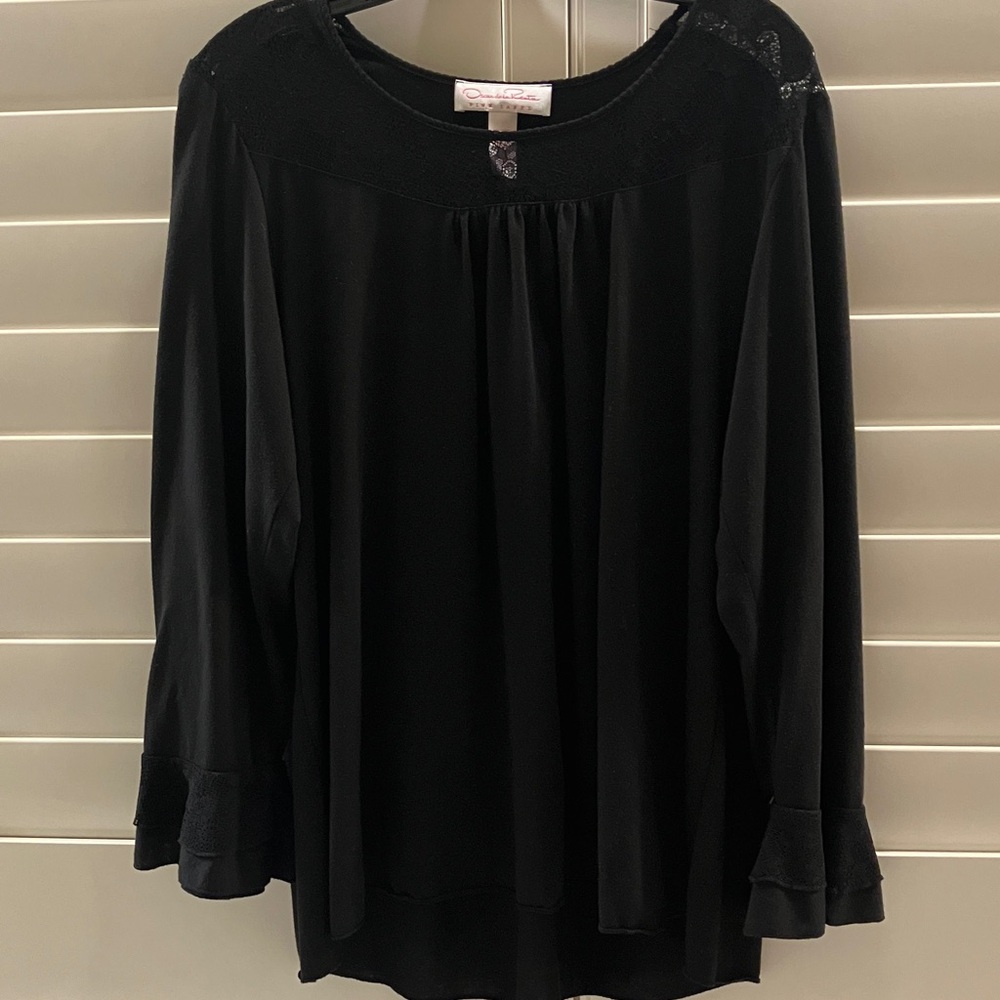 Oscar dela Renta Pink Label Elegant Black Blouse